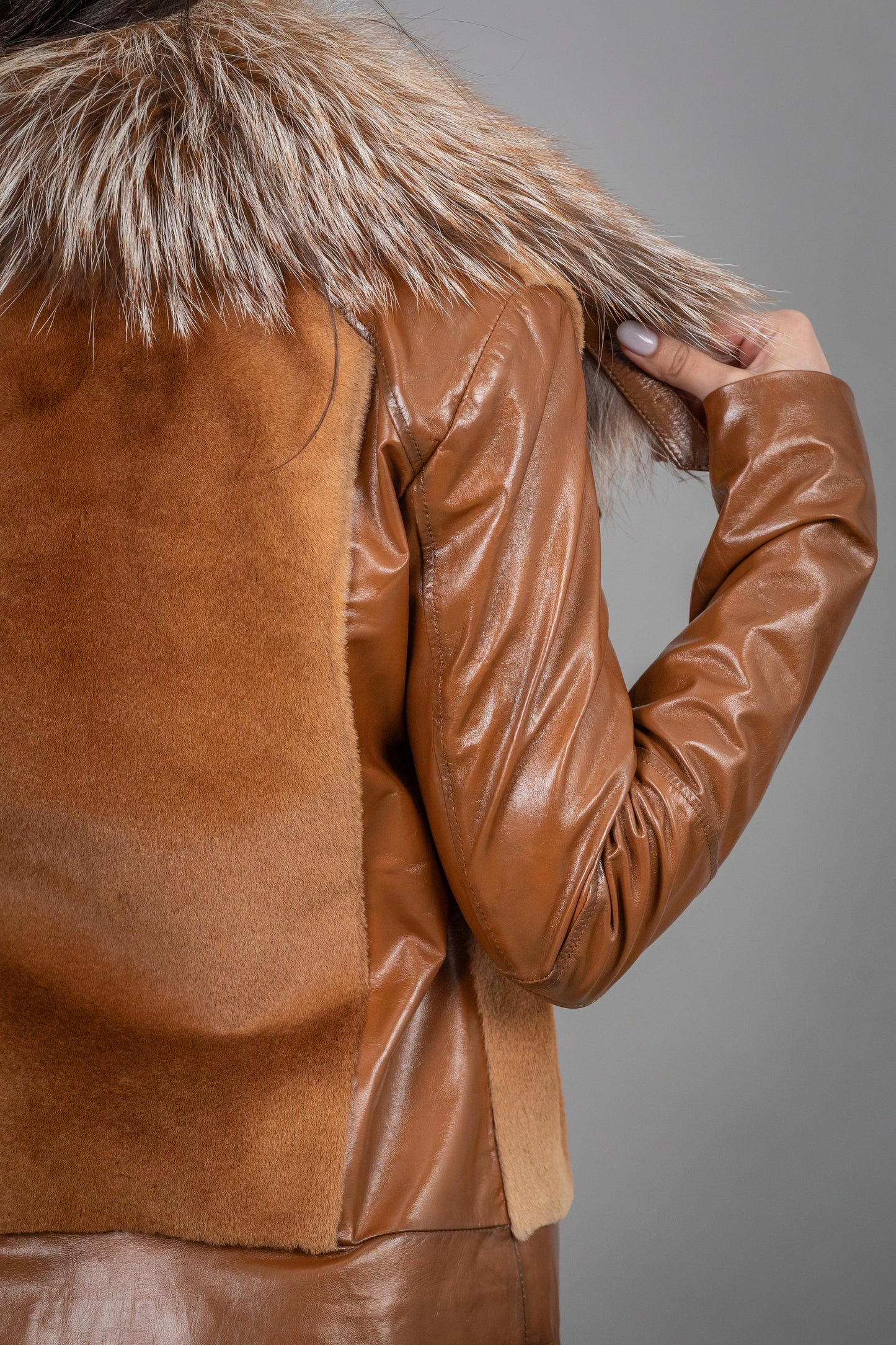 Kangaroo Calf And Fox Leather and Fur Jacket