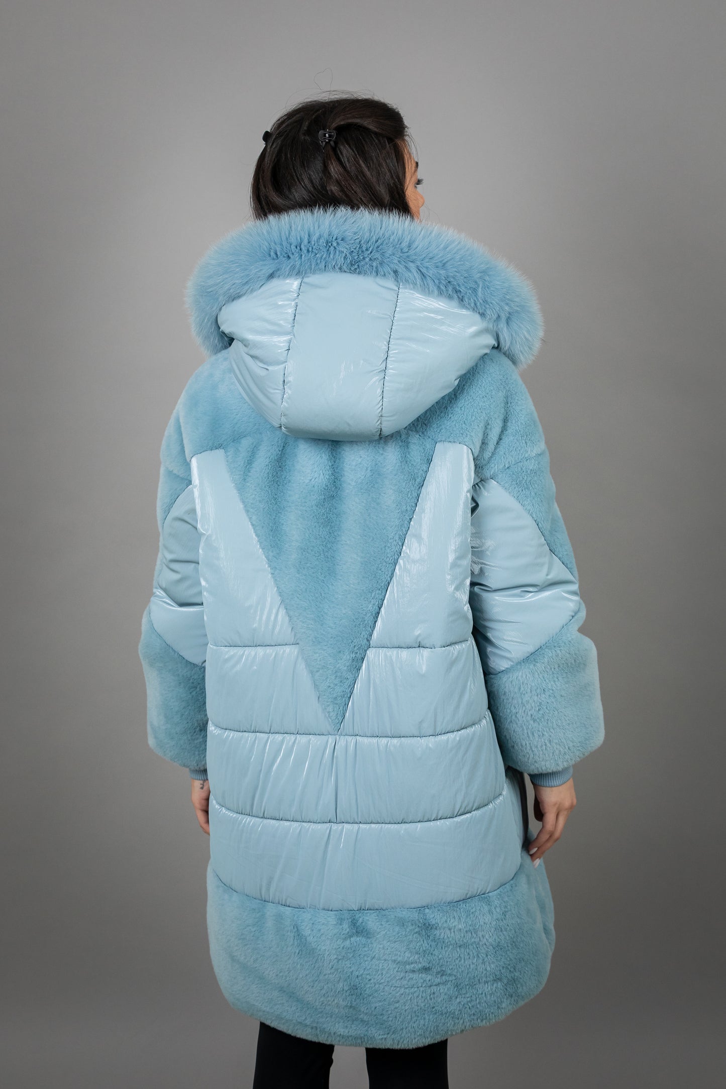 Puffer Jacket With Alcantara And Fox