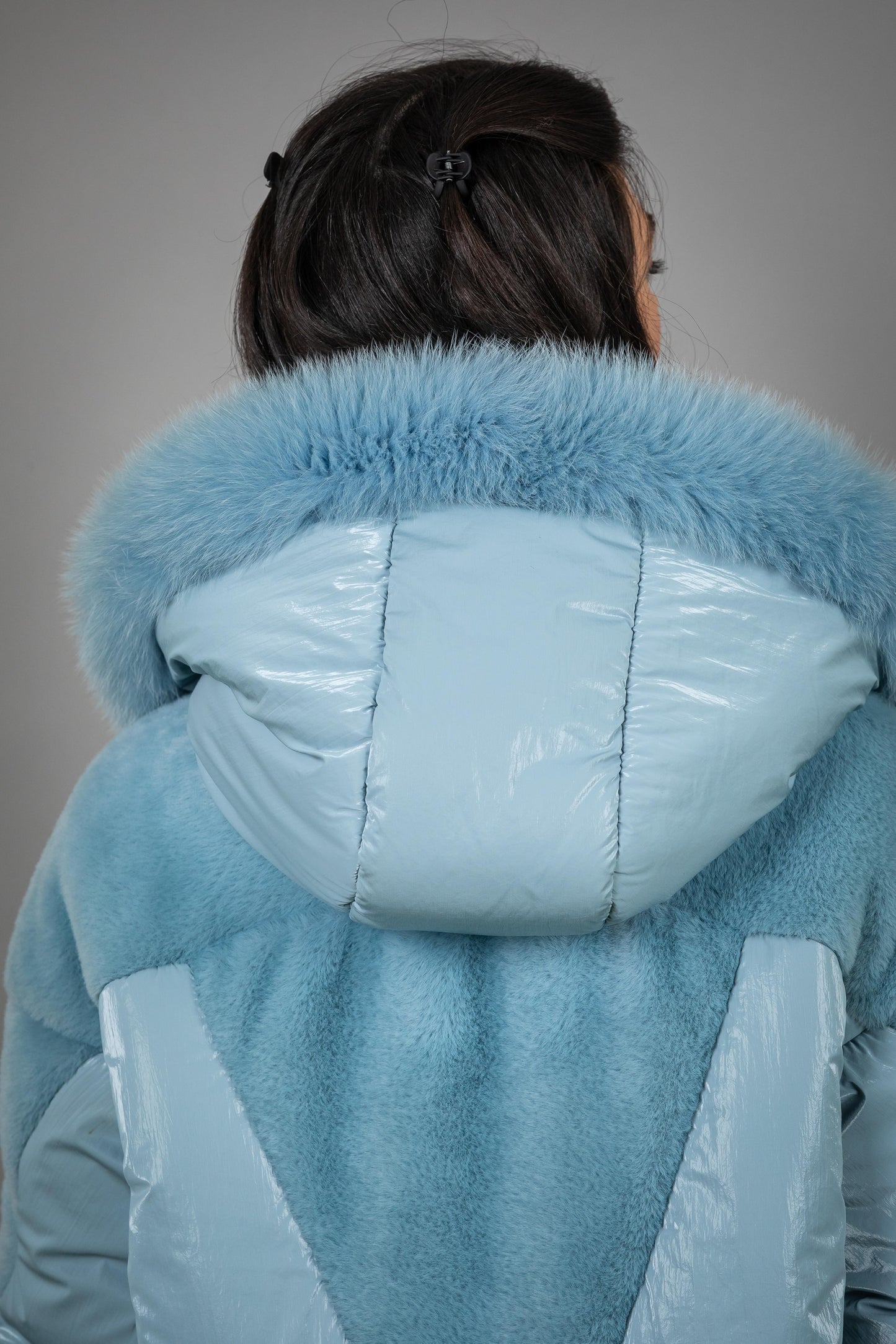 Puffer Jacket With Alcantara And Fox