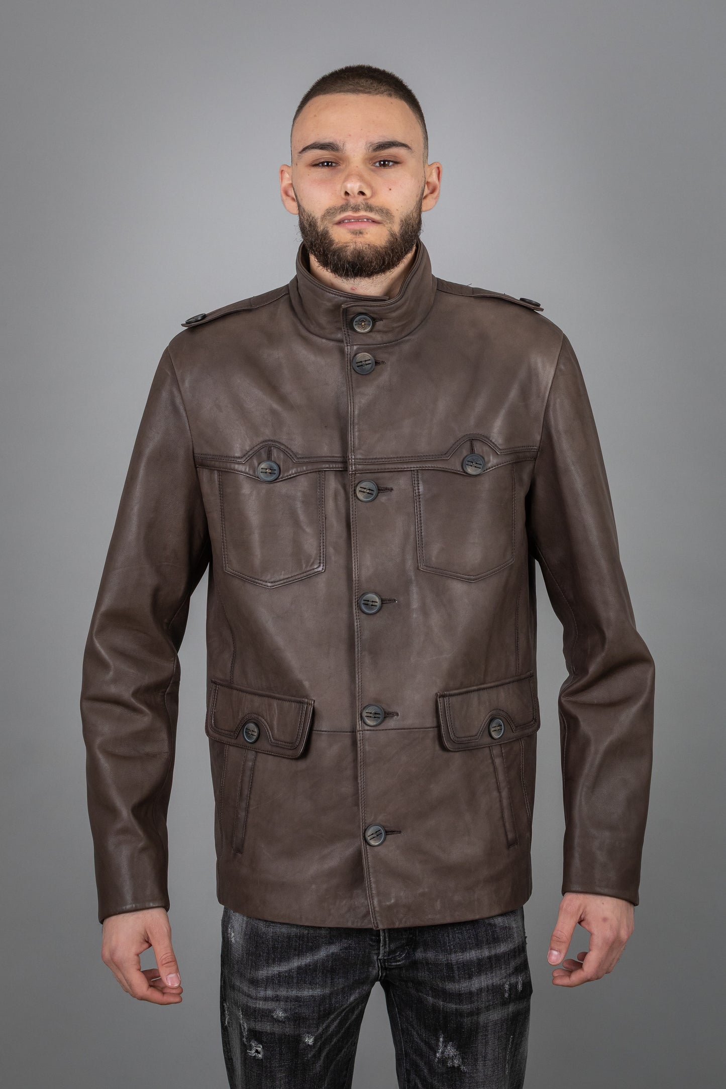 Brown Calf Leather Jacket