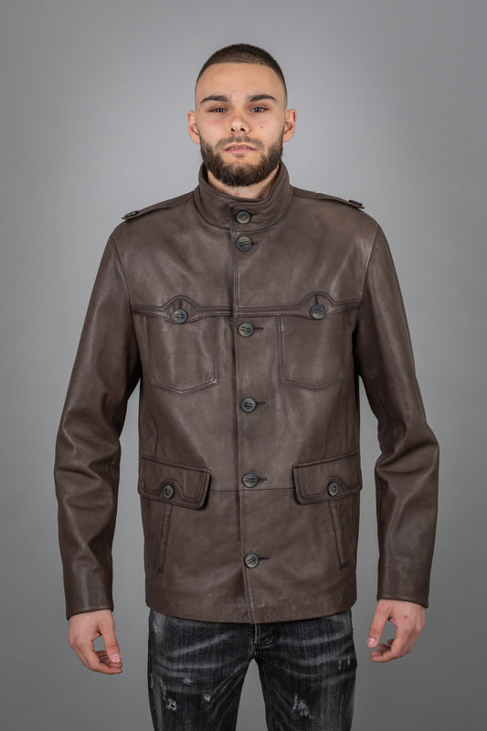 Brown Calf Leather Jacket