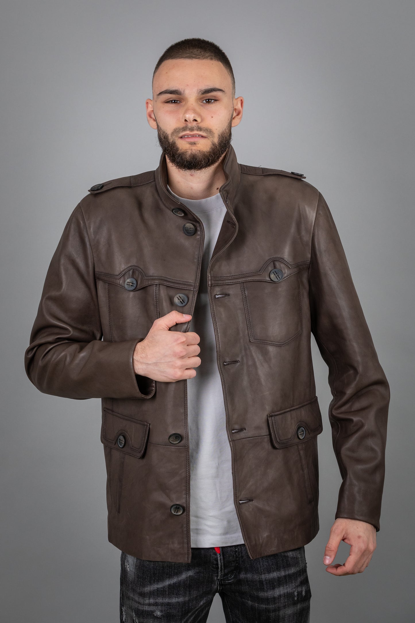Brown Calf Leather Jacket