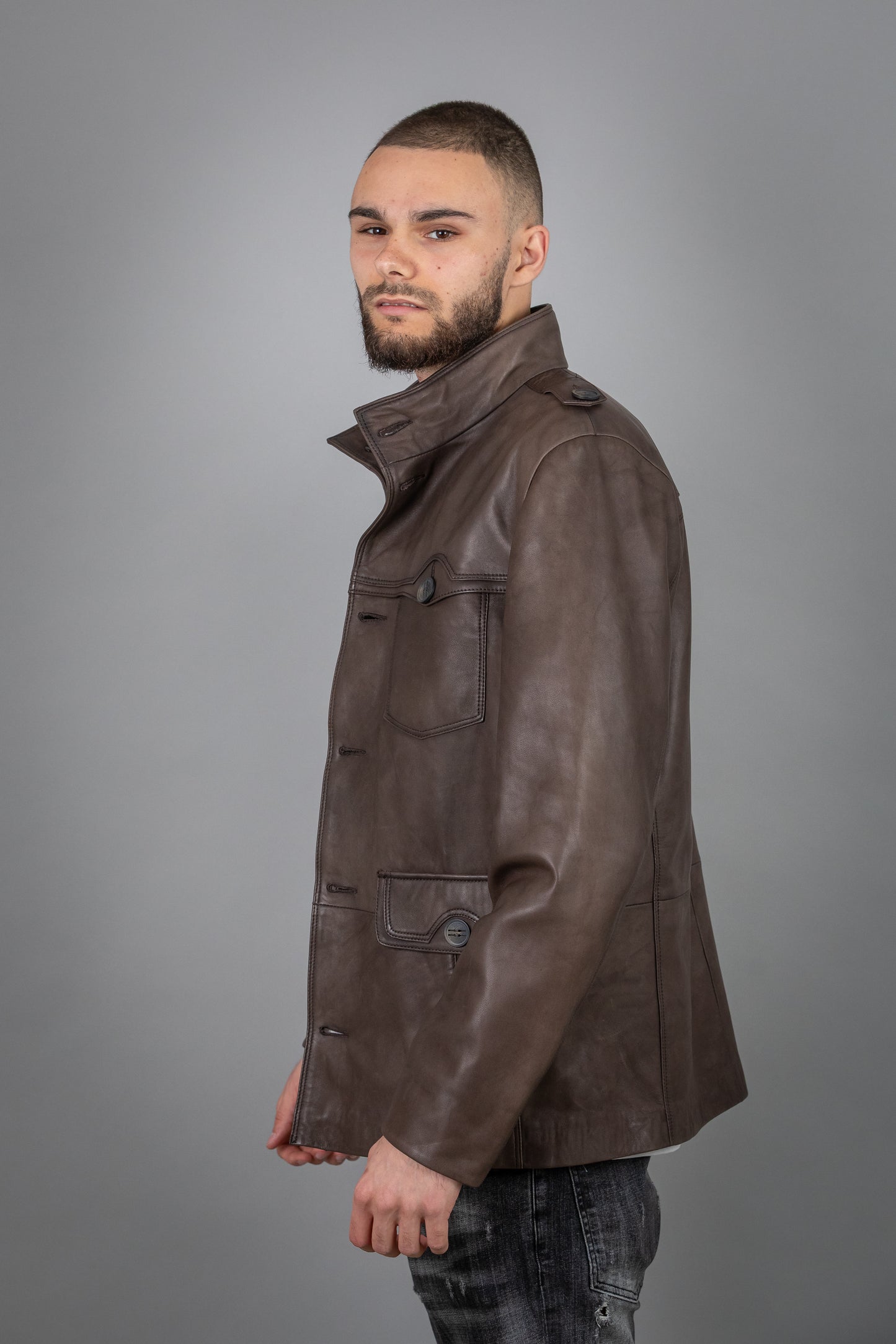 Brown Calf Leather Jacket