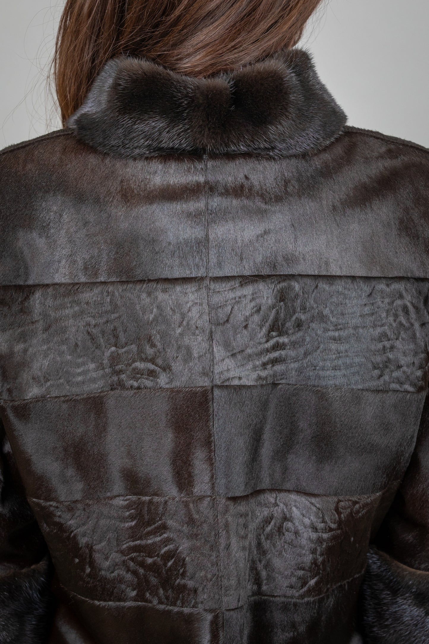 Brown Pony Astrakhan and Mink Fur Leather Jacket 2 in 1