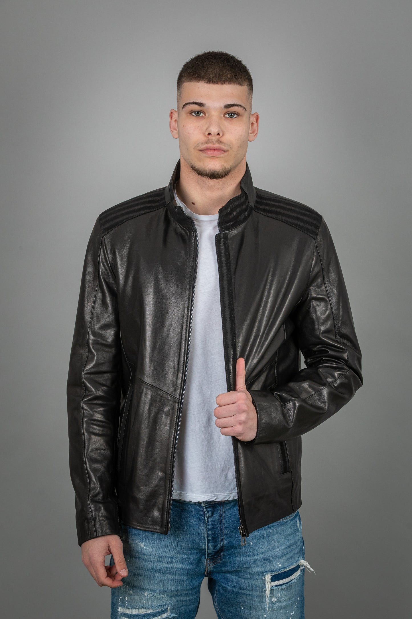 Calf Leather Jacket With Suede Elements