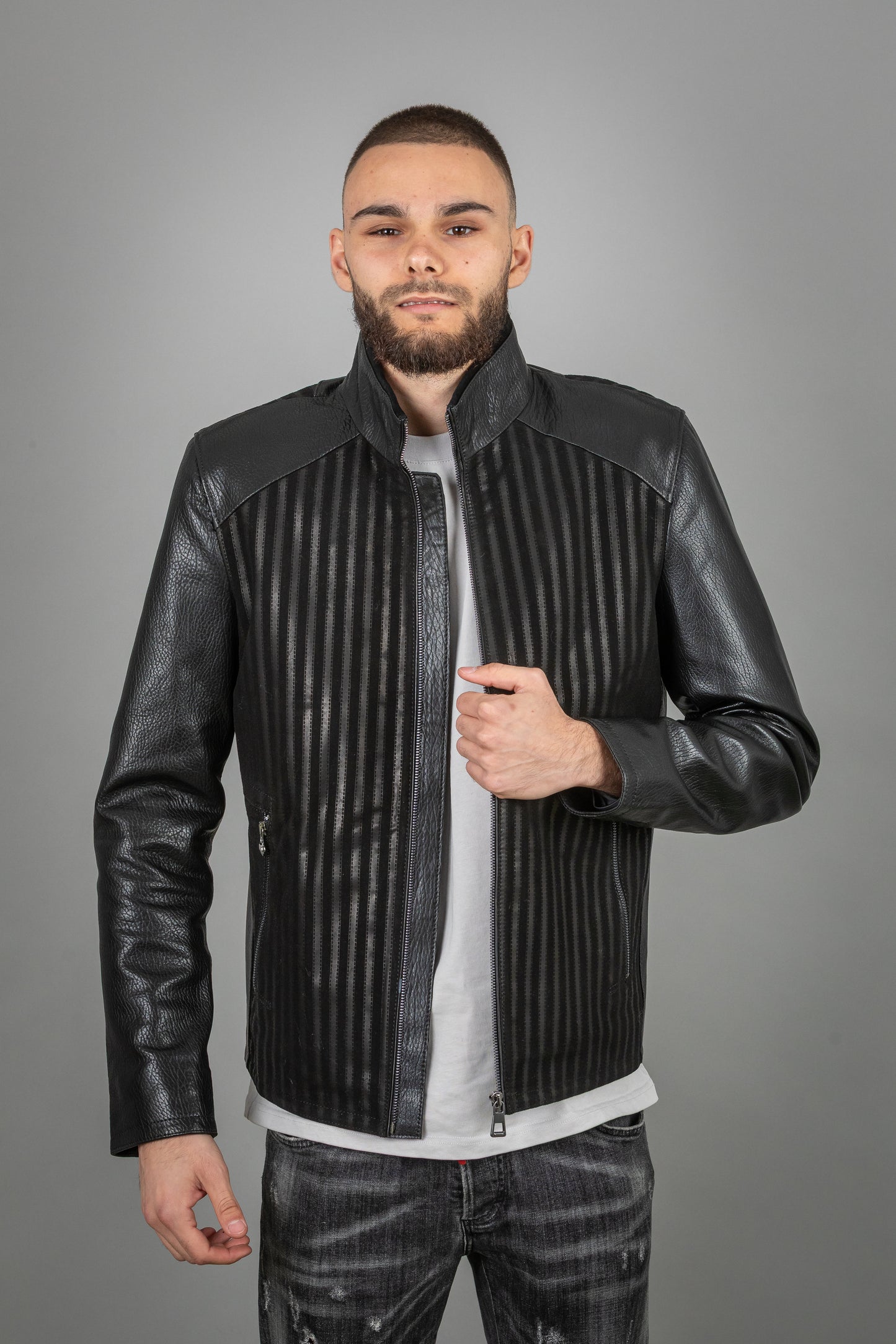 Calf Leather Jacket With Suede Elements