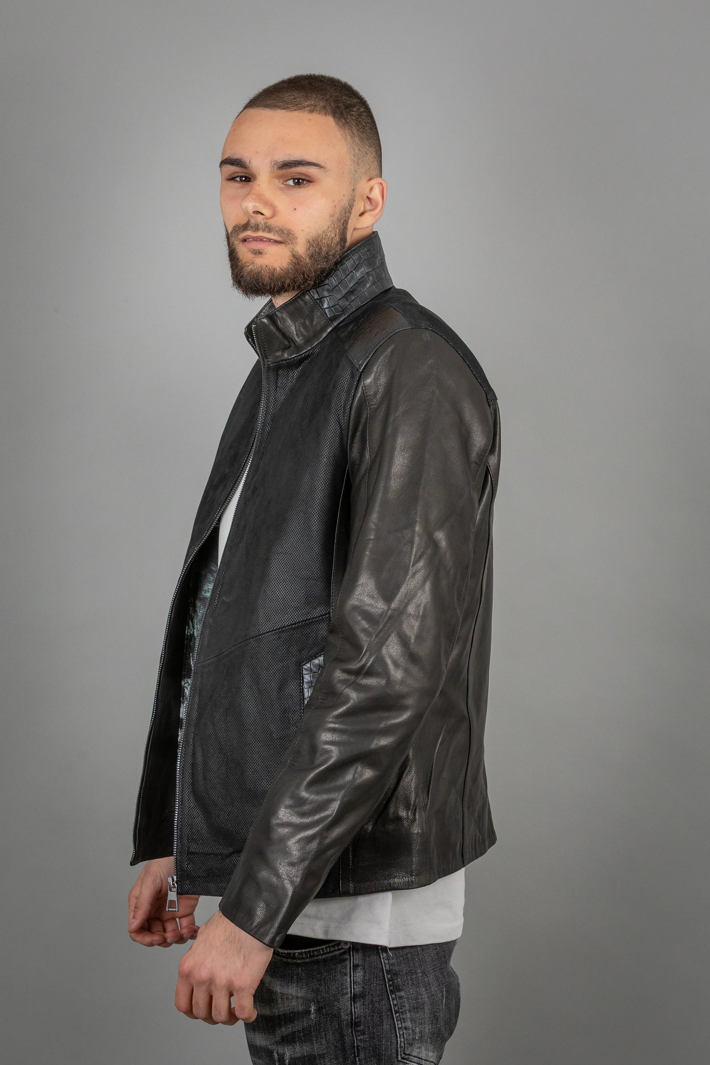 Pressed and Upper Calf Leather Jacket