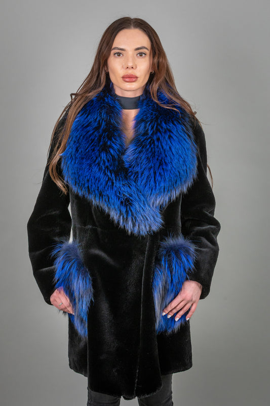 Full Sheared Mink Fur Coat With Fox Detailes