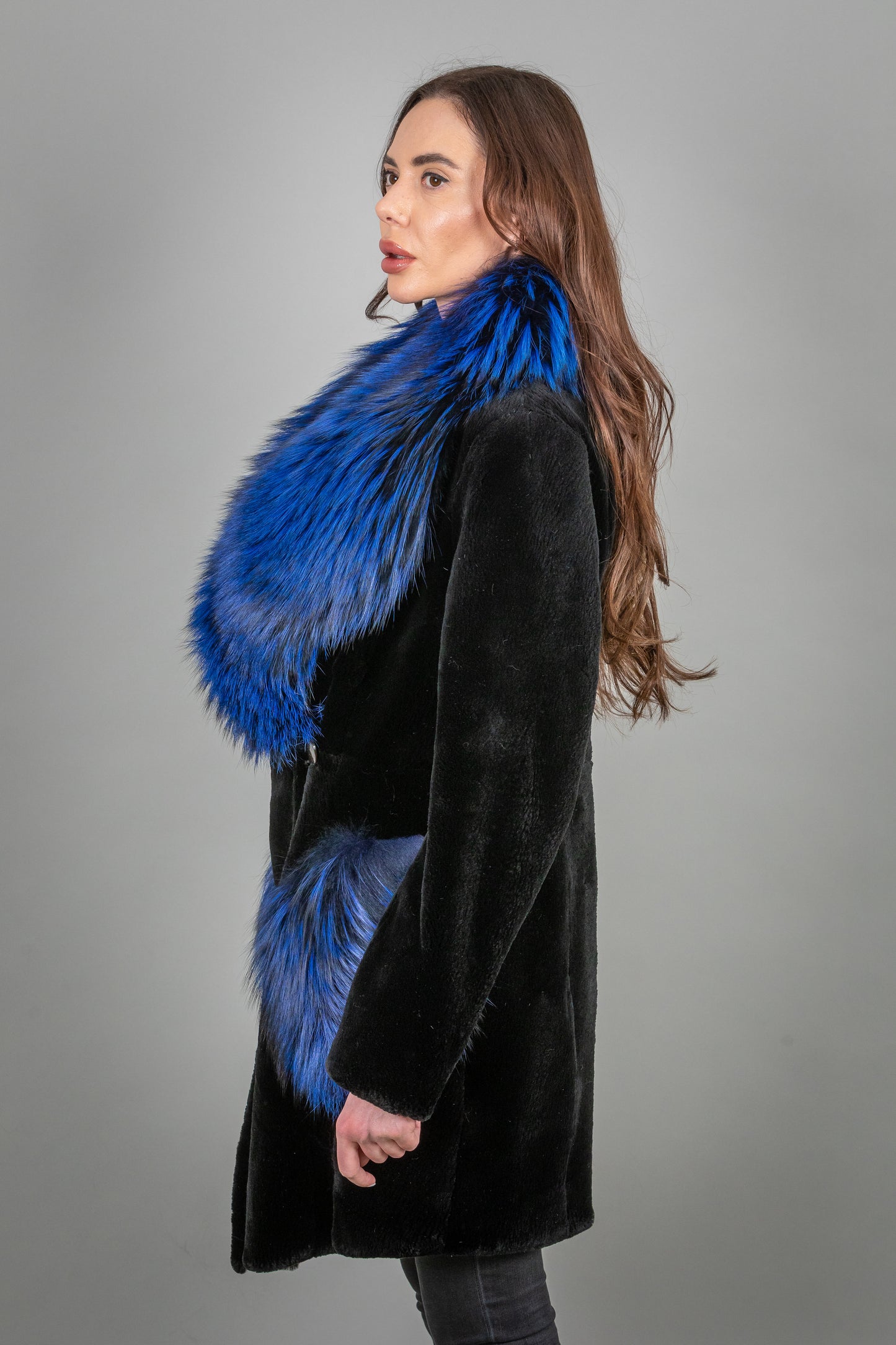 Full Sheared Mink Fur Coat With Fox Detailes