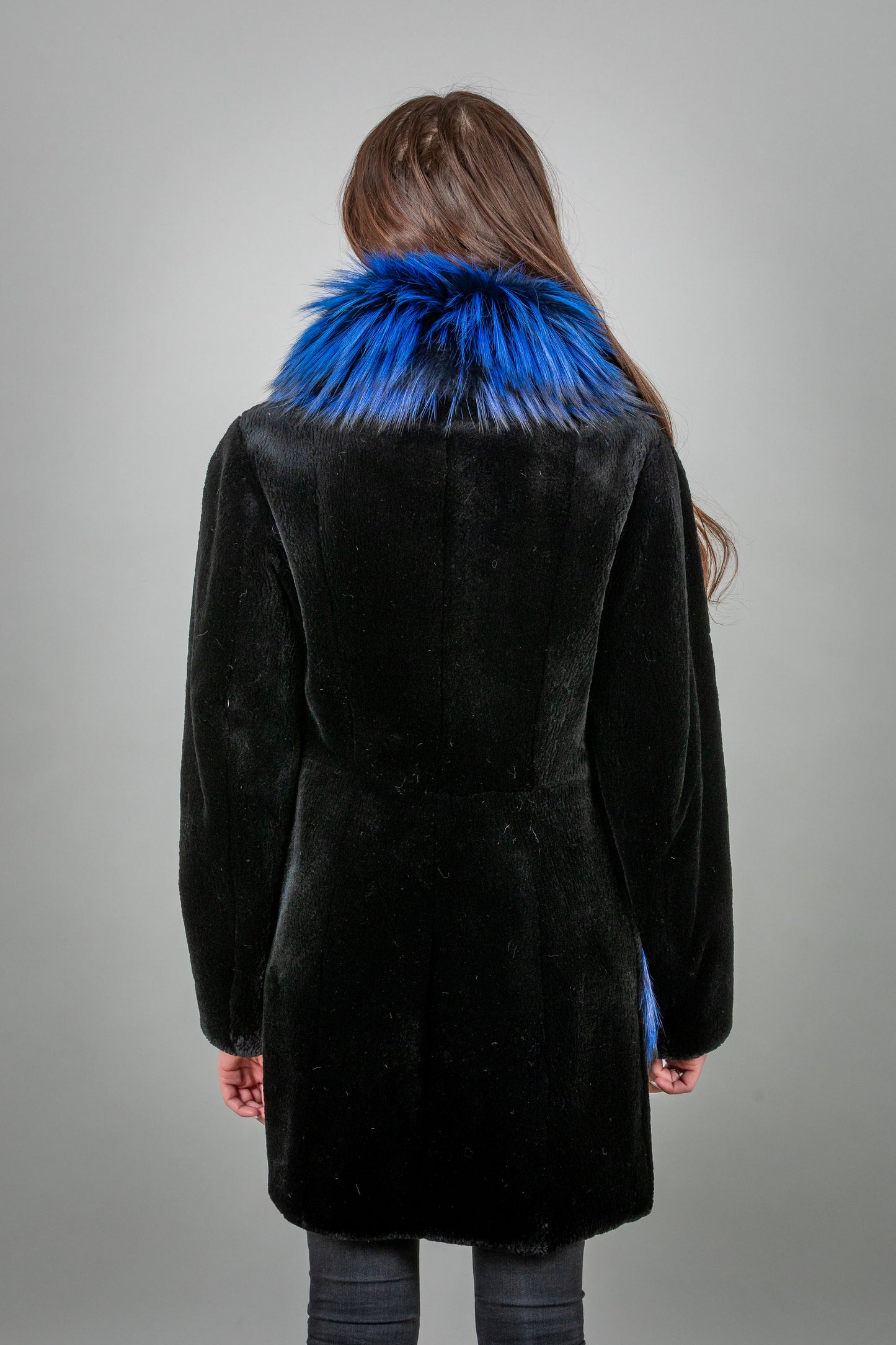 Full Sheared Mink Fur Coat With Fox Detailes