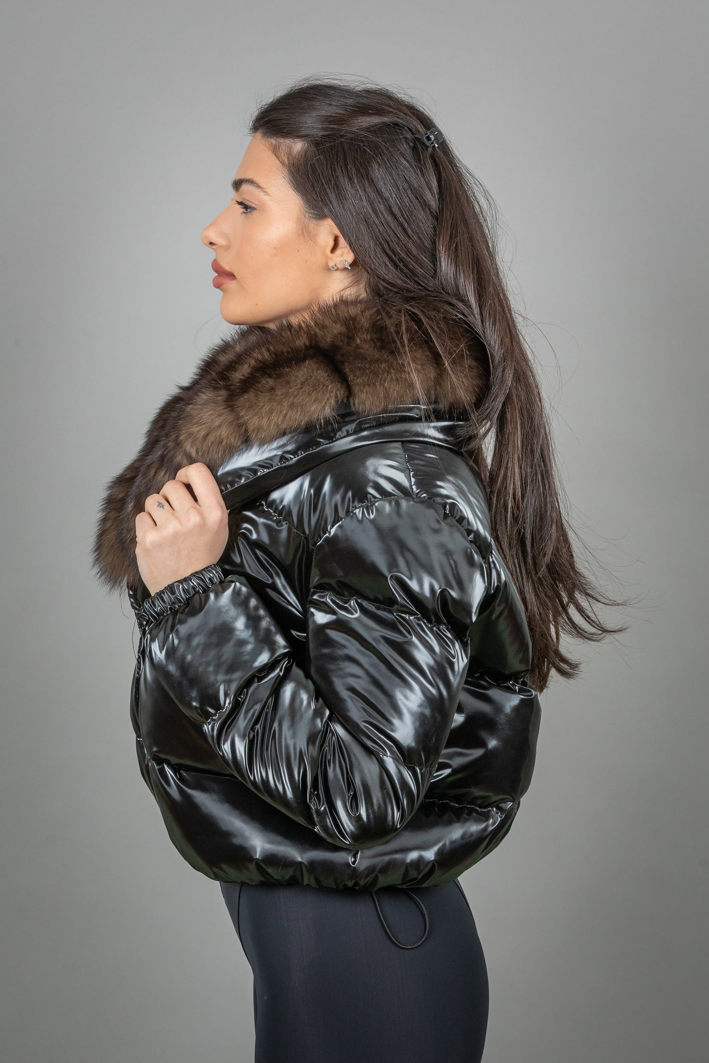 Puffer Jacket With Removable Fox Hoodie