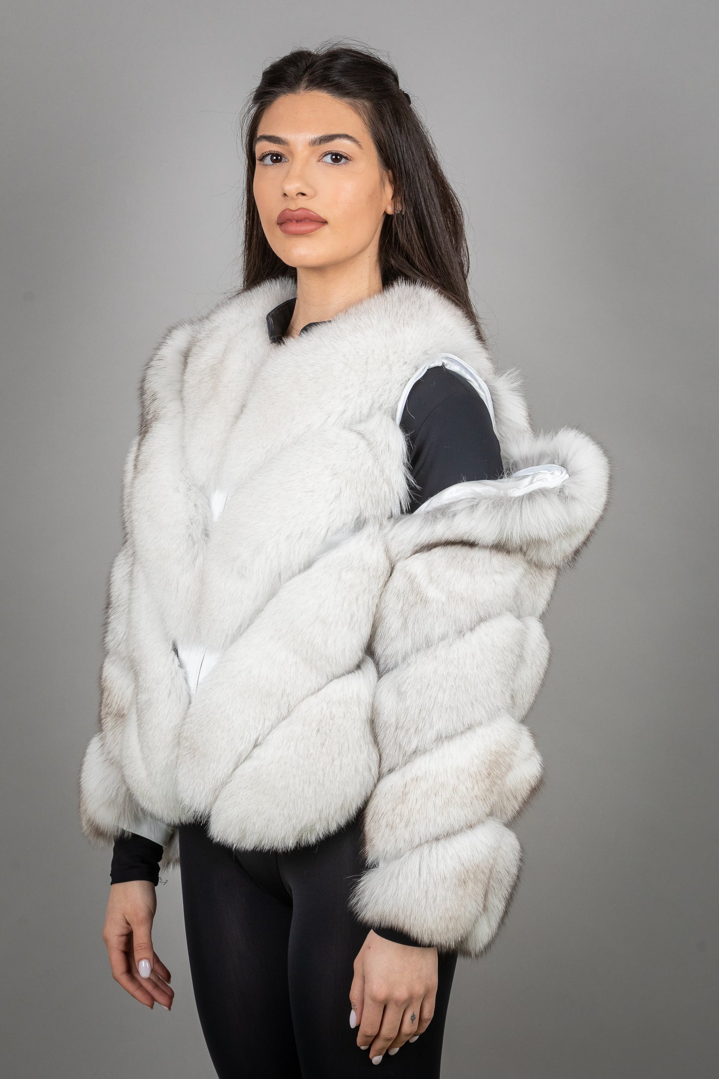 Fox Fur Coat With Removable Sleeves