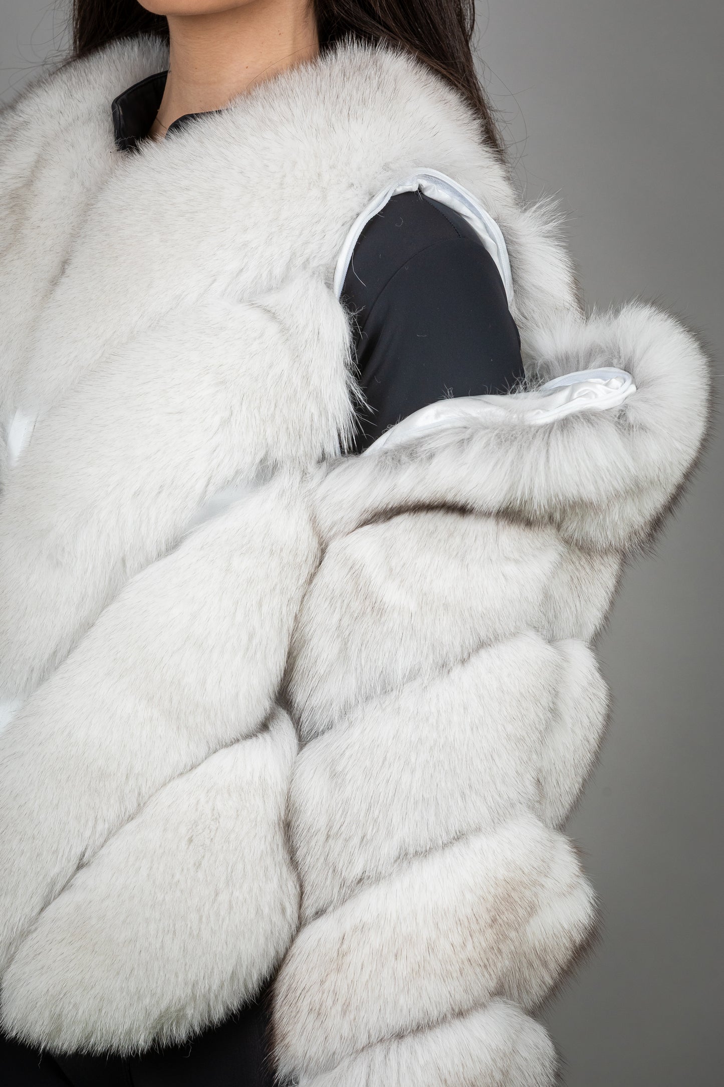 Fox Fur Coat With Removable Sleeves