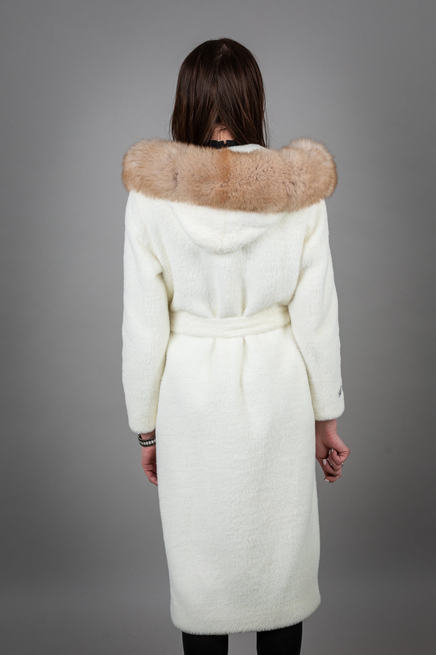 Alcantara Fur Coat With Fox Collar And Python Details