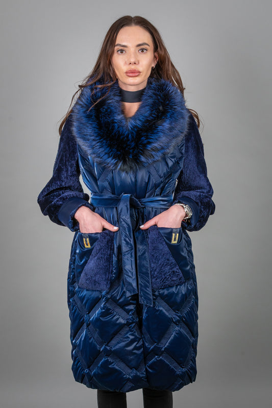 Puffer Jacket With Astrakhan And Fox Fur