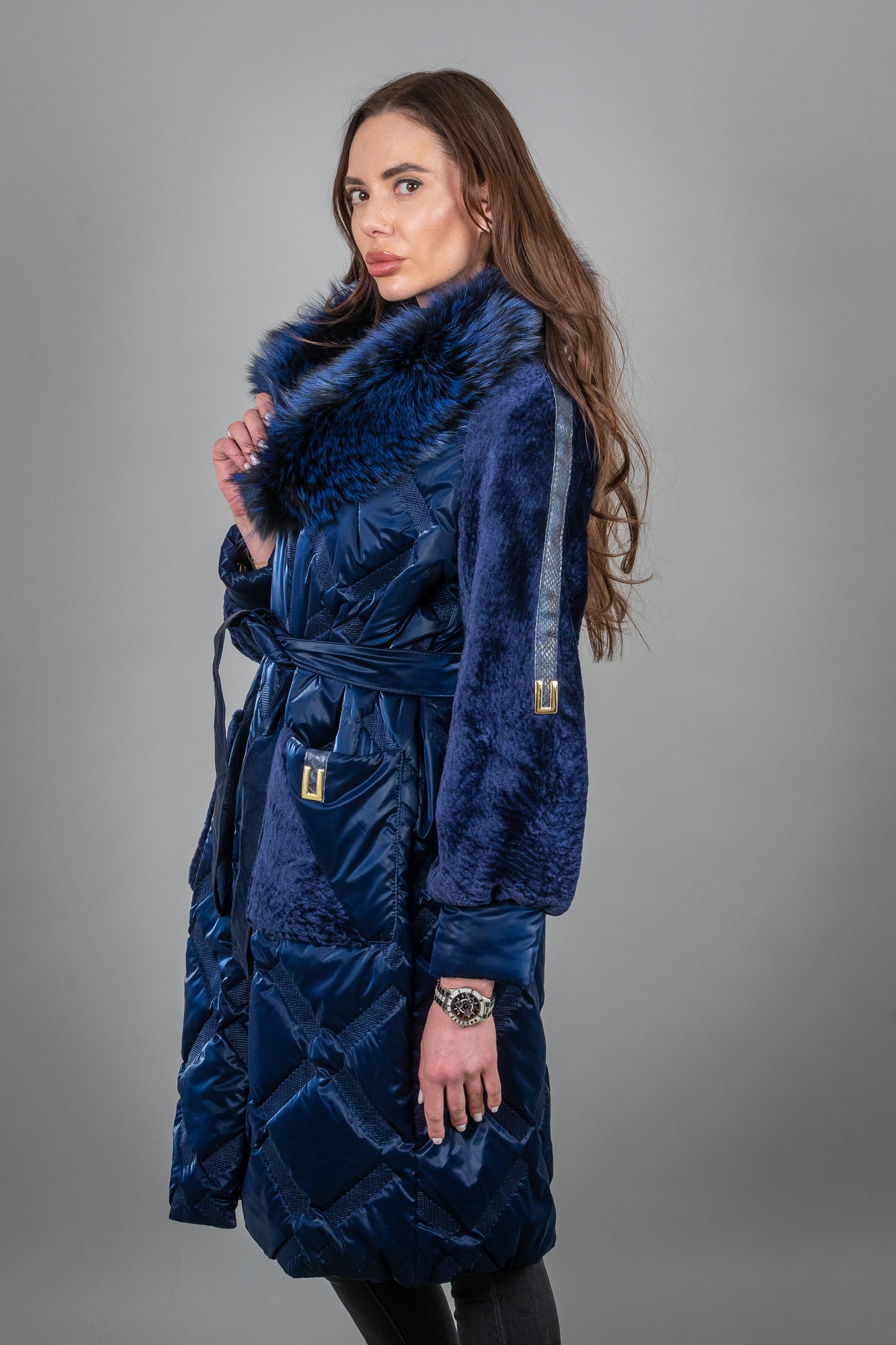 Puffer Jacket With Astrakhan And Fox Fur