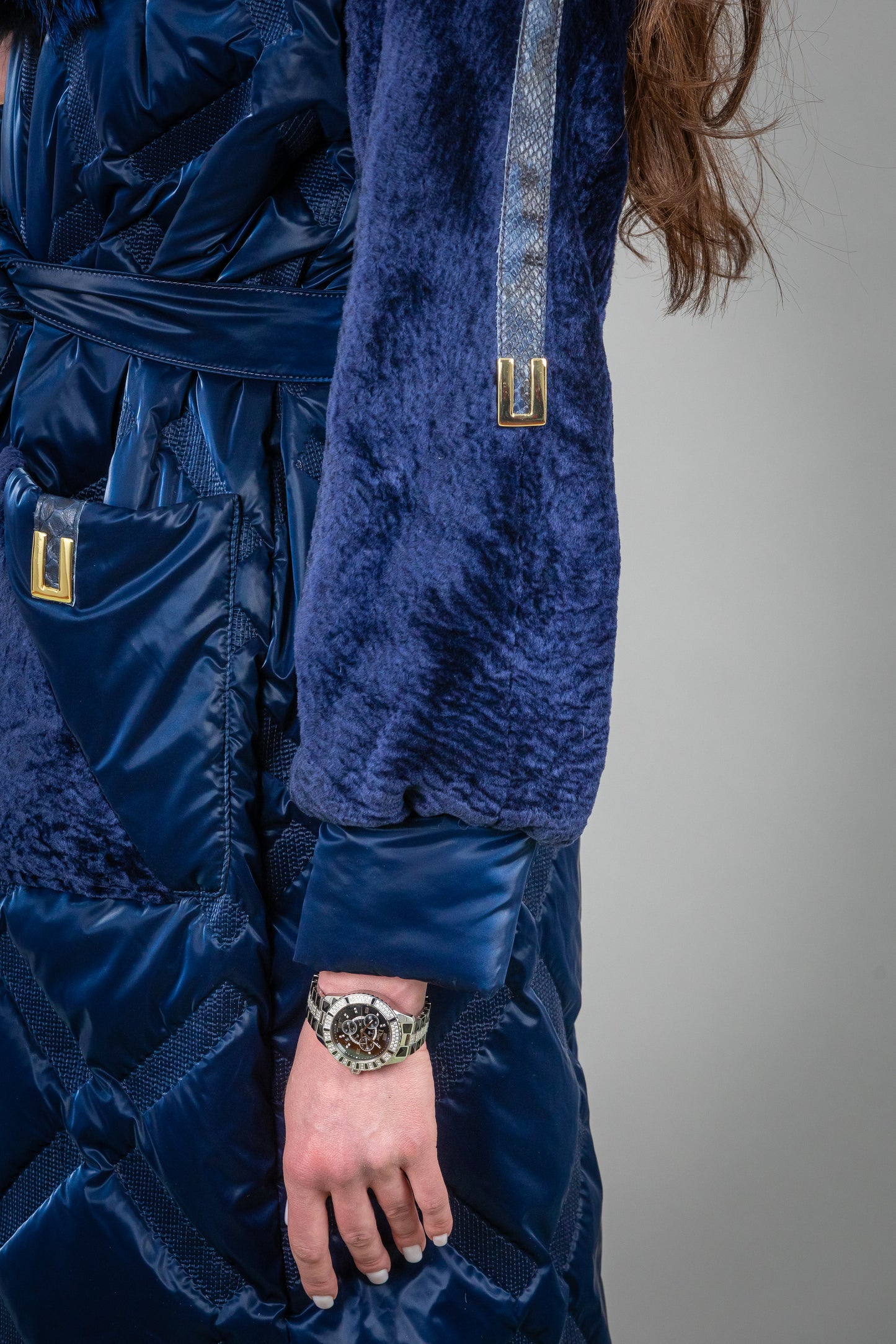 Puffer Jacket With Astrakhan And Fox Fur
