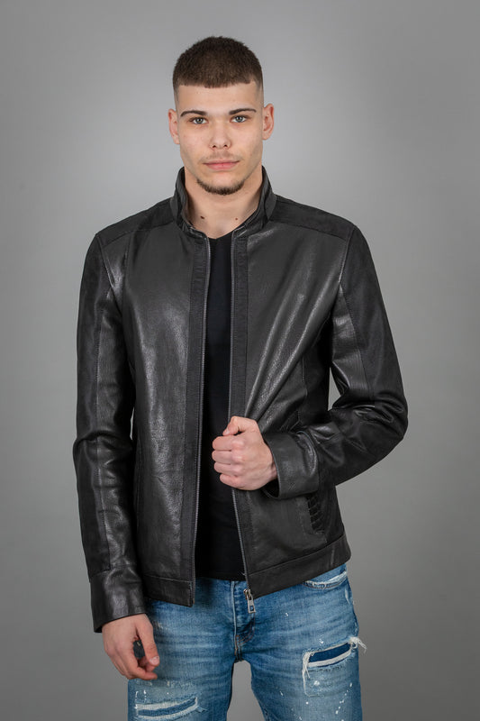 Calf And Pressed Leather Jacket