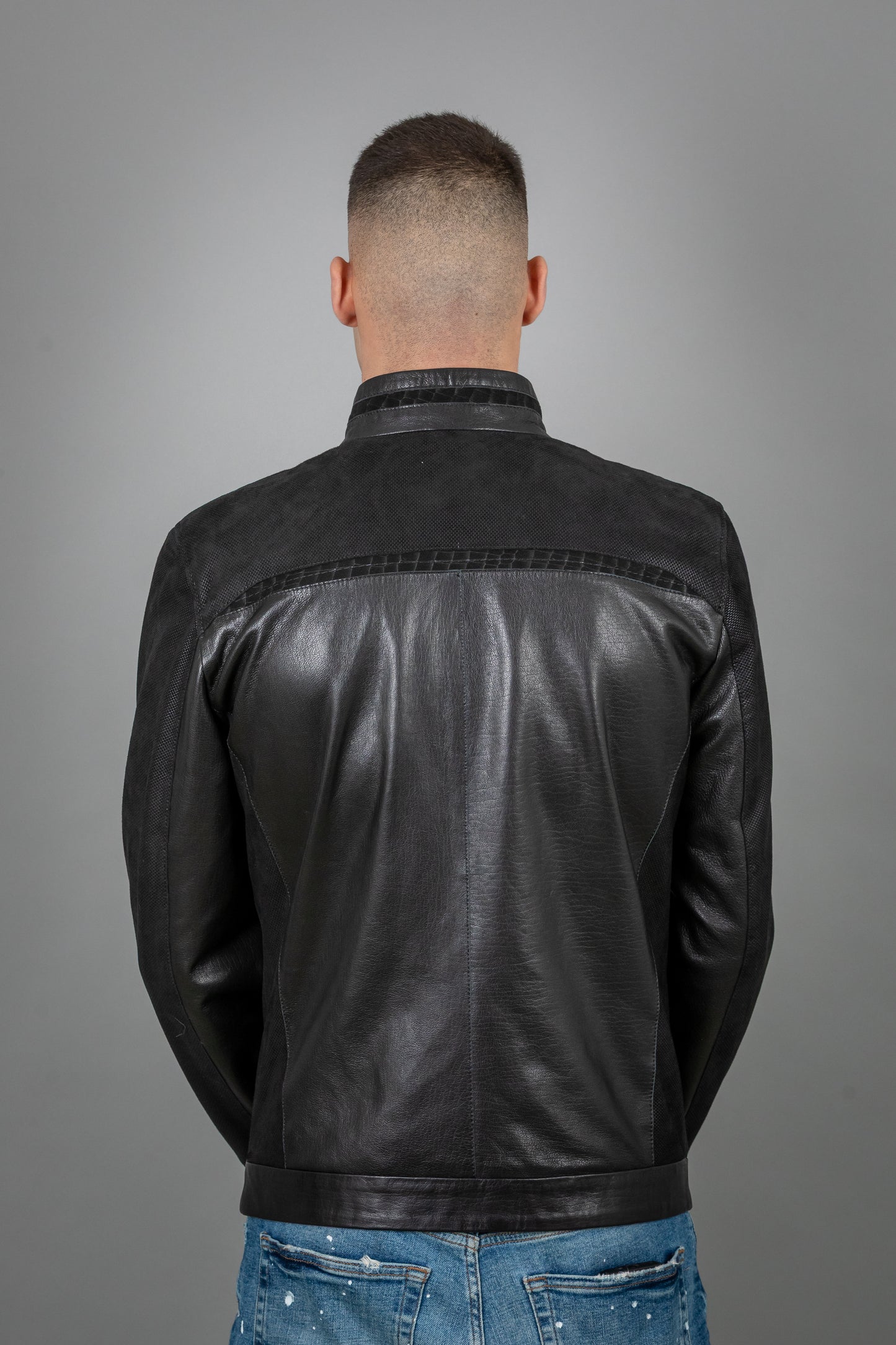 Calf And Pressed Leather Jacket