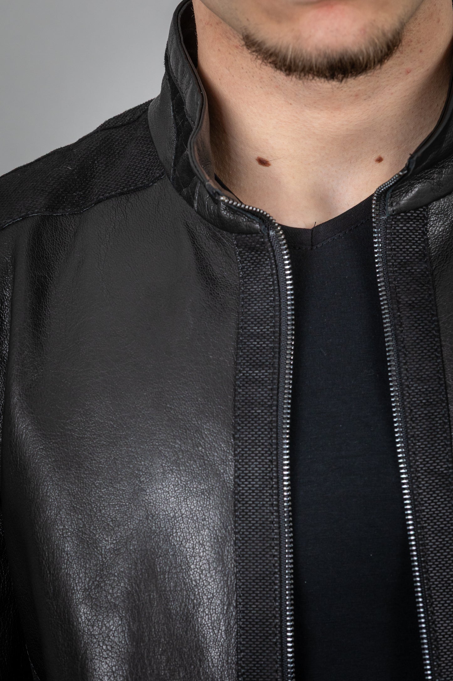 Calf And Pressed Leather Jacket