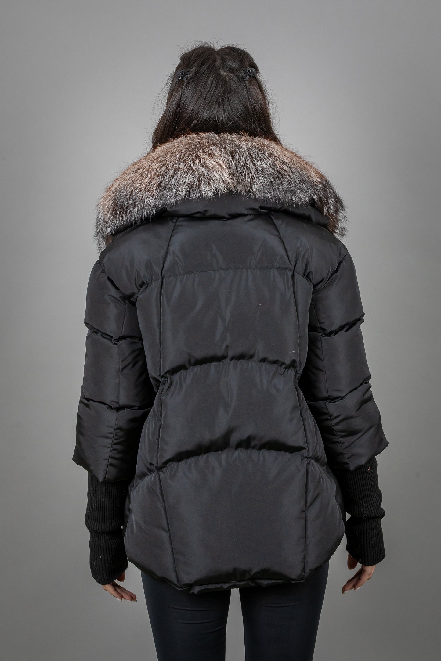 Oversized Puffer Jacket With Fox Fur Collar