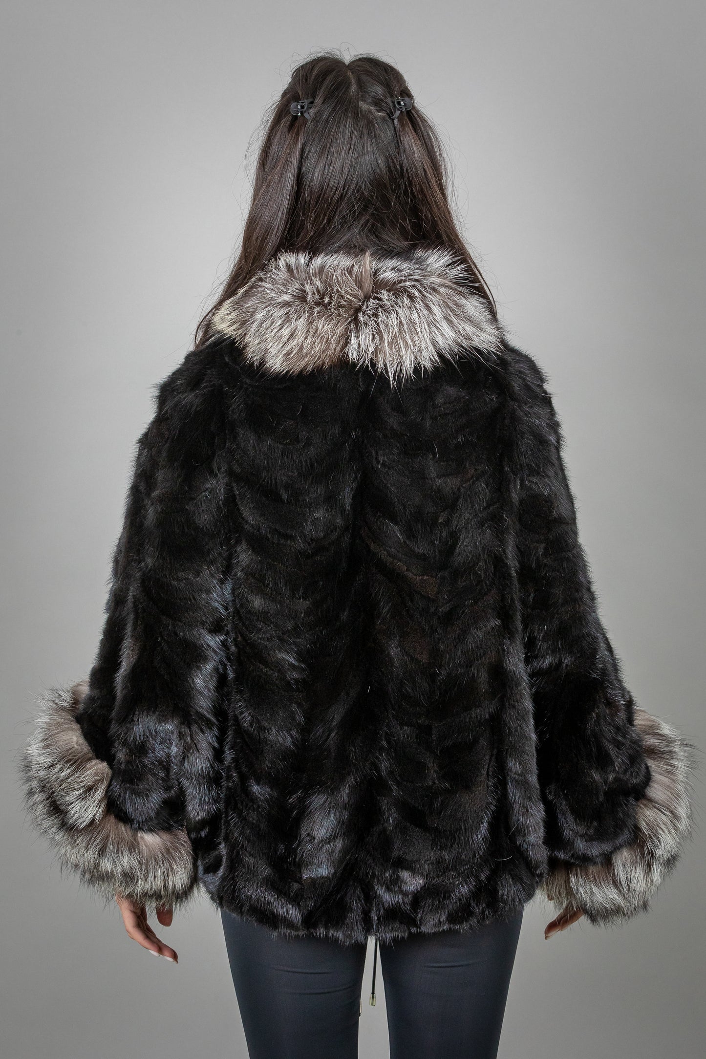 Mink Fur Coat With Fox Fur Details On Collar And Cuffs