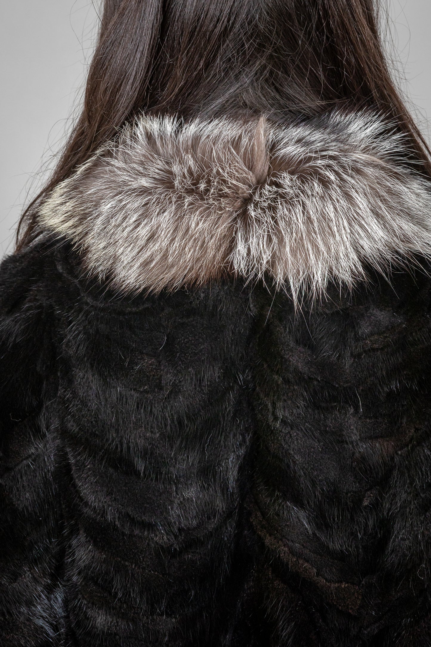 Mink Fur Coat With Fox Fur Details On Collar And Cuffs