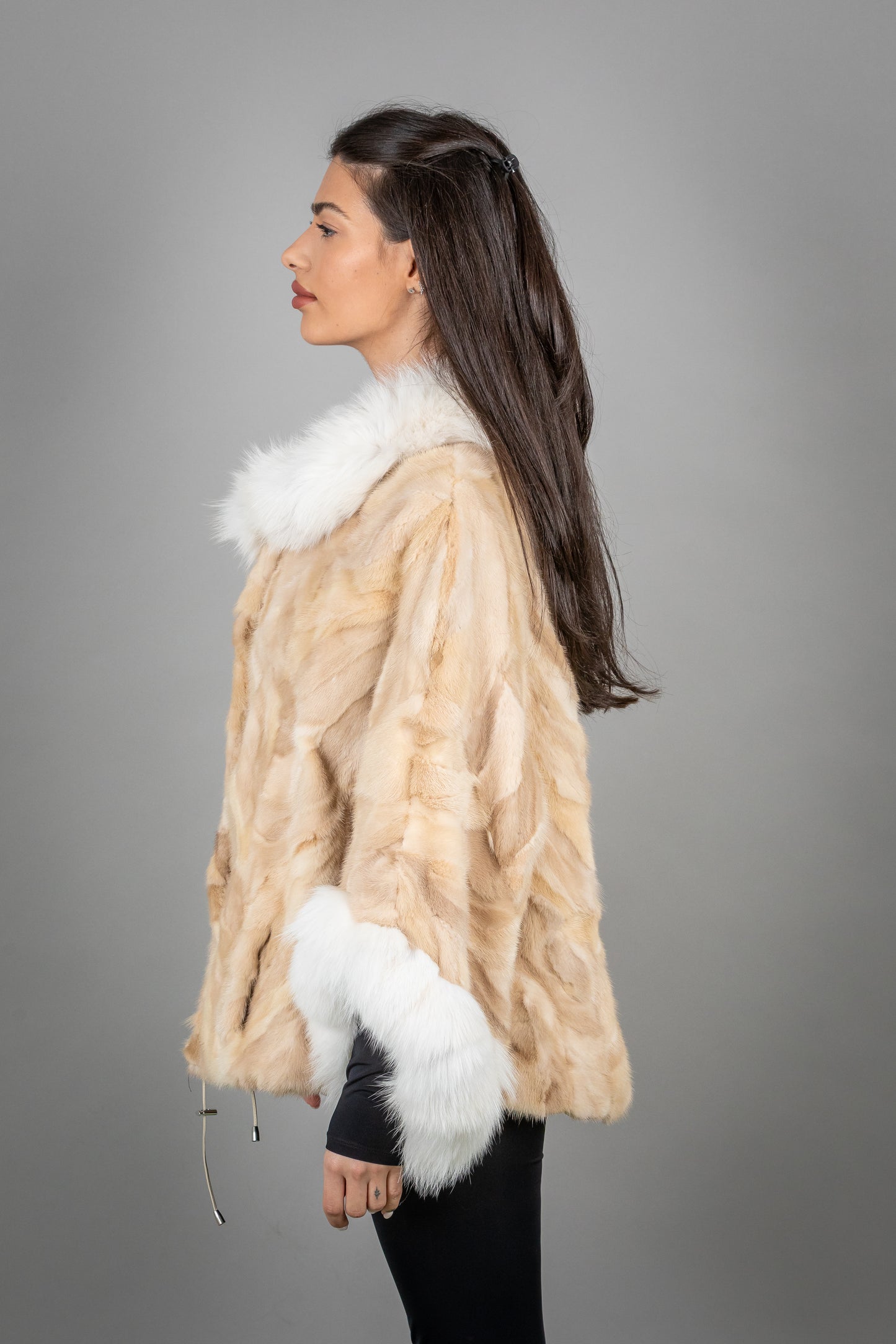 Mink Fur Coat With Fox Fur Details On Collar And Cuffs