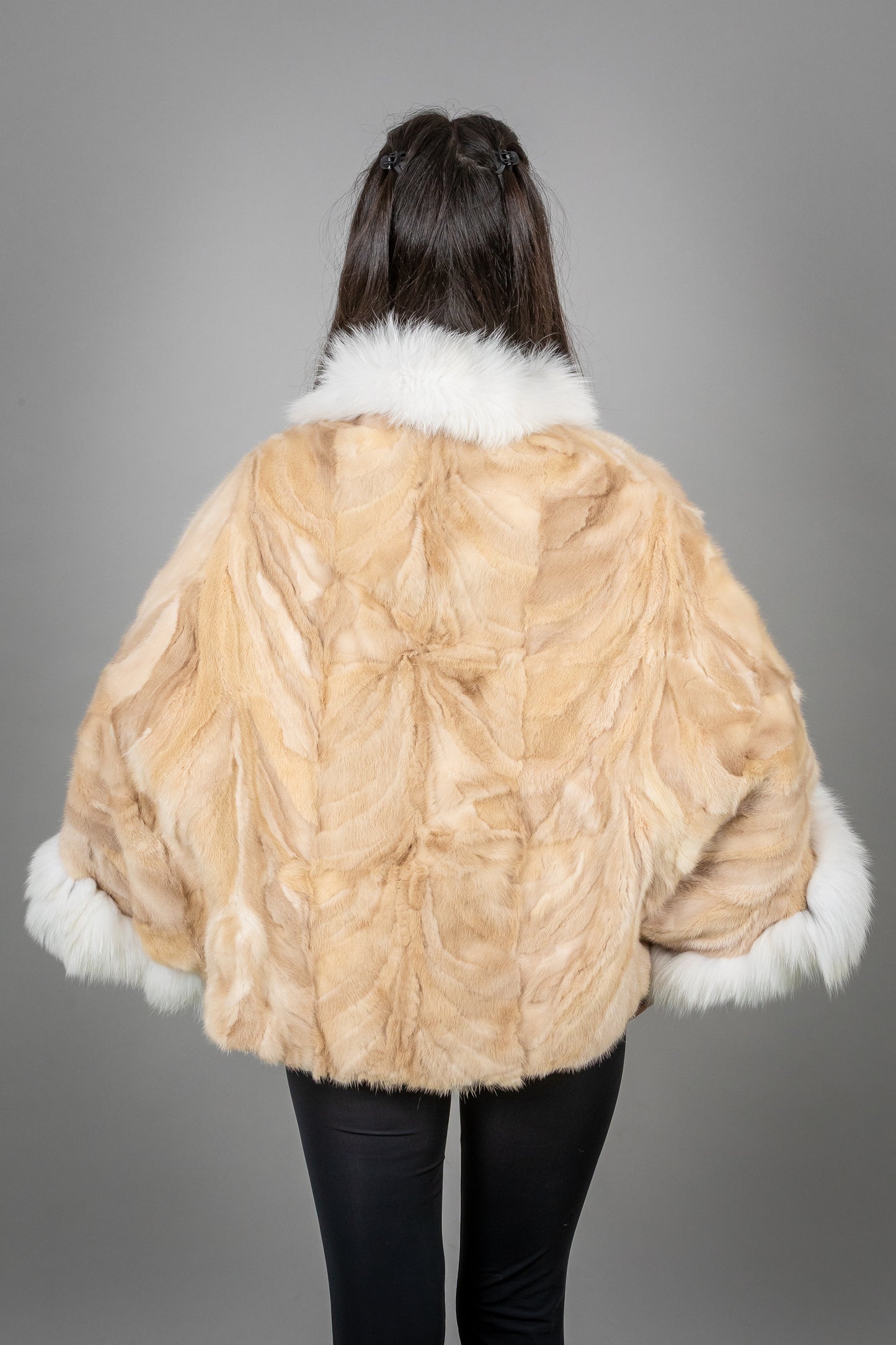 Mink Fur Coat With Fox Fur Details On Collar And Cuffs