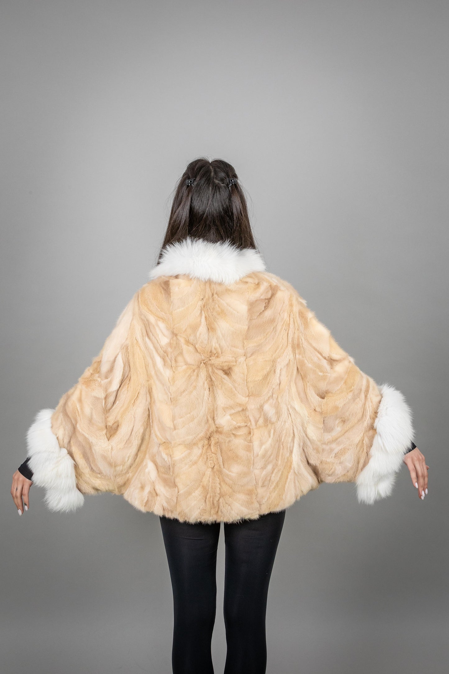 Mink Fur Coat With Fox Fur Details On Collar And Cuffs