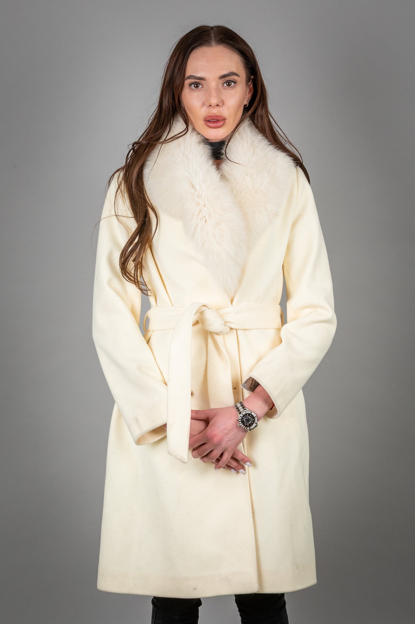 Cashmere Coat With Fox Fur