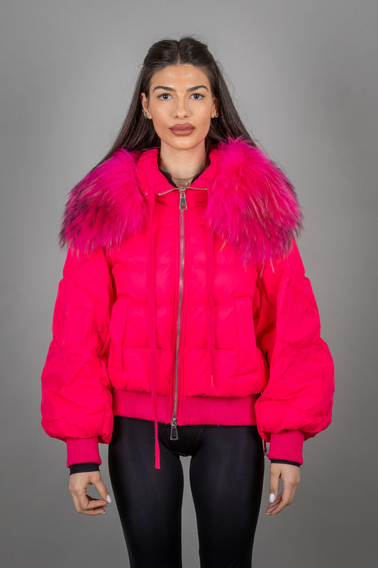 Puffer Jacket With Fox Fur