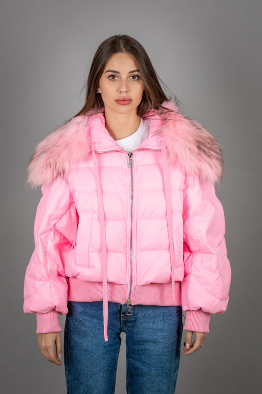 Puffer Jacket With Fox Fur