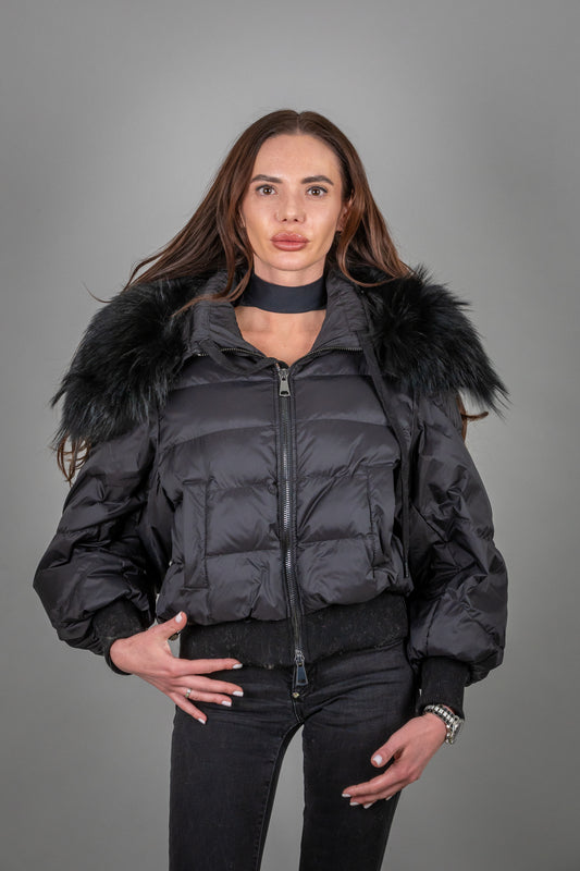 Puffer Jacket With Fox Fur