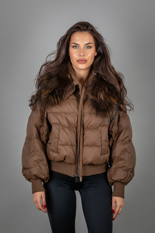 Puffer Jacket With Fox Fur
