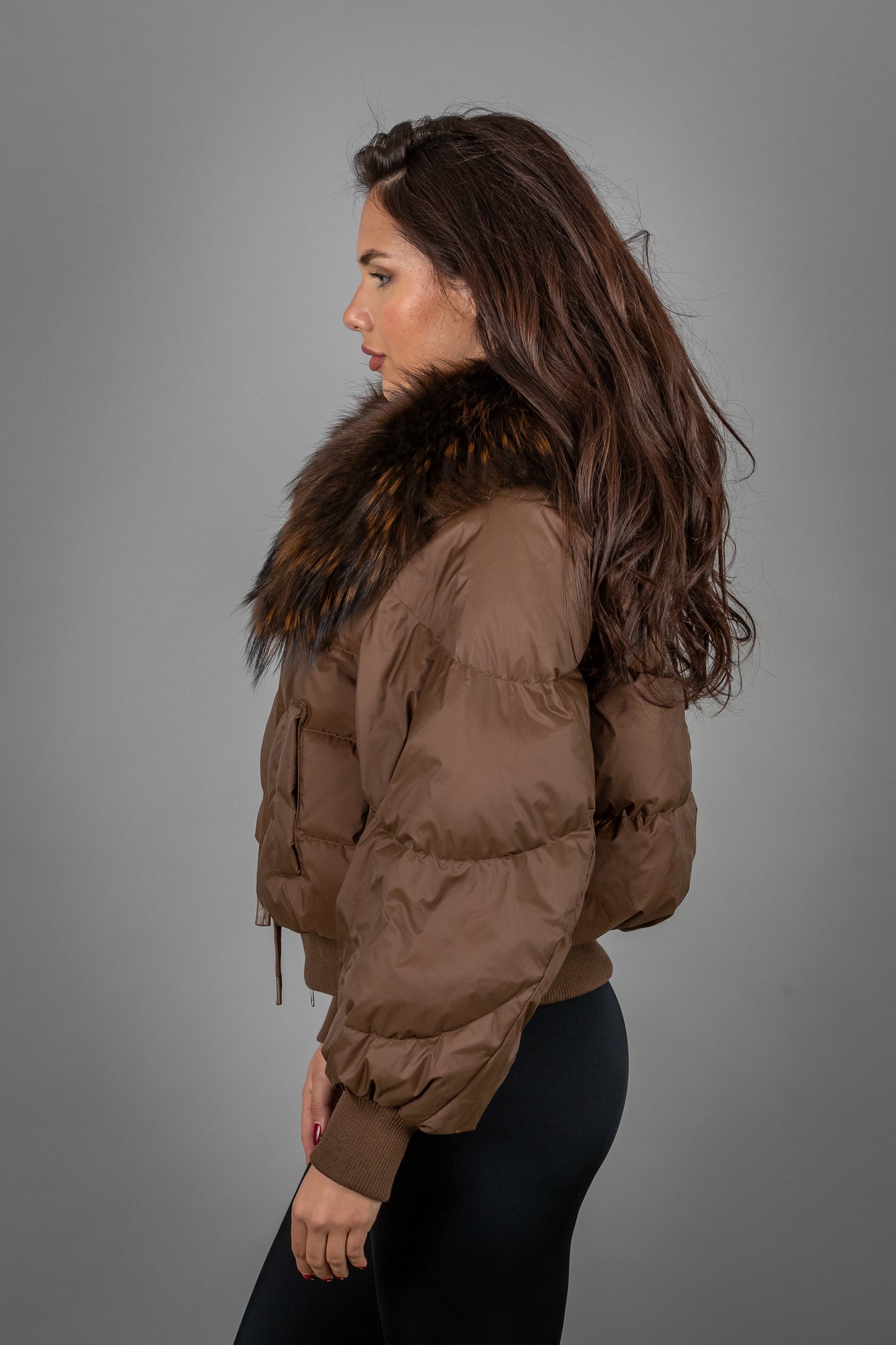 Puffer Jacket With Fox Fur