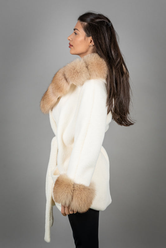 Alcantara Coat With Fox Fur