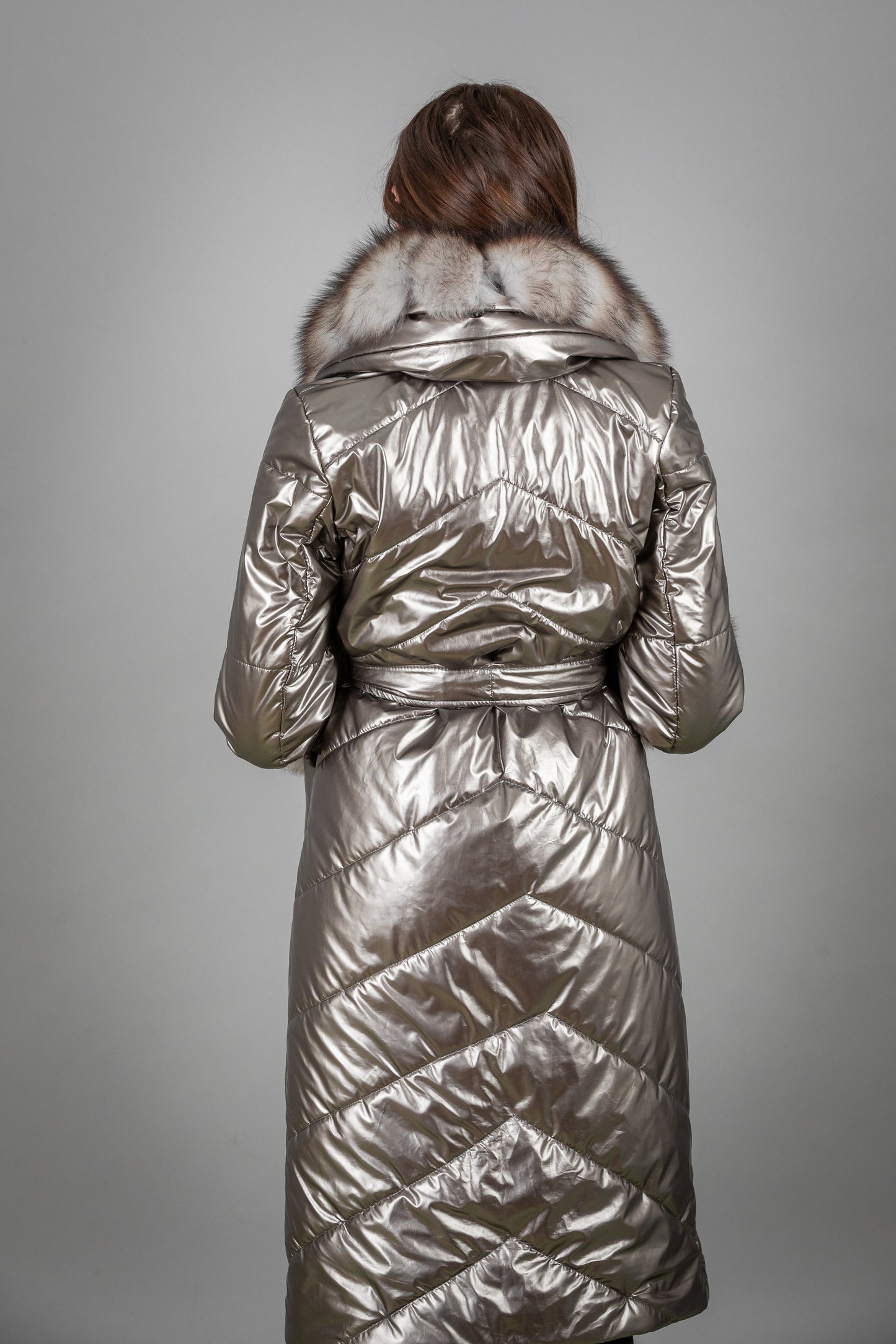 Puffer Jacket With Fox Details On Collar And Sleeves