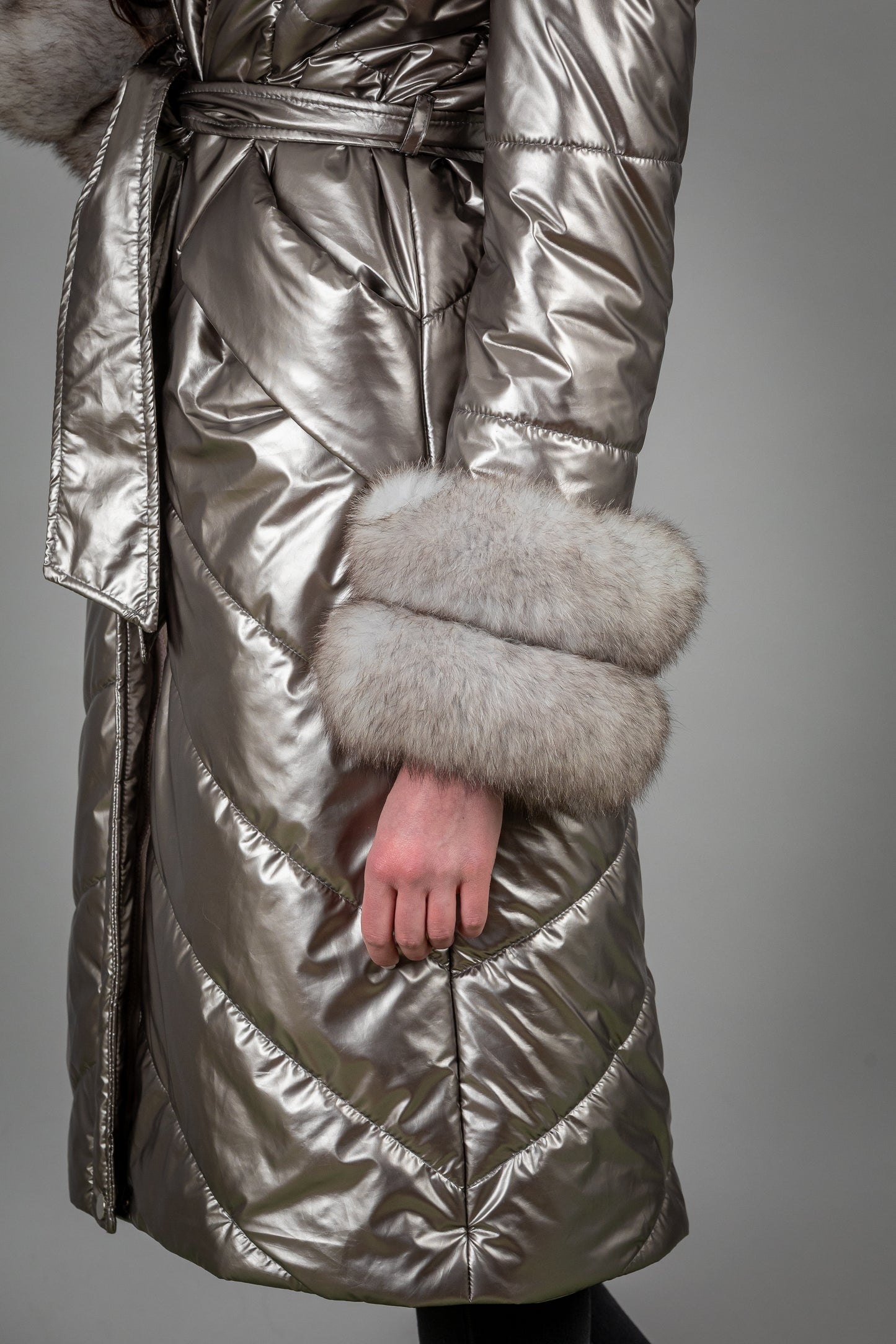 Puffer Jacket With Fox Details On Collar And Sleeves
