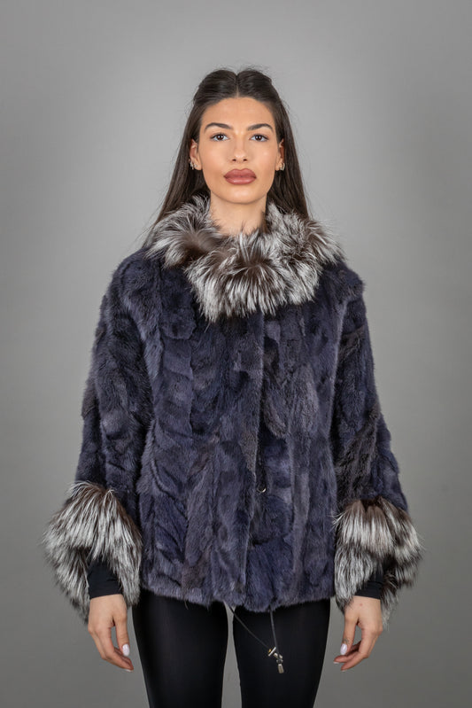 Mink Coat With Fox Fur On Collar And Sleeves