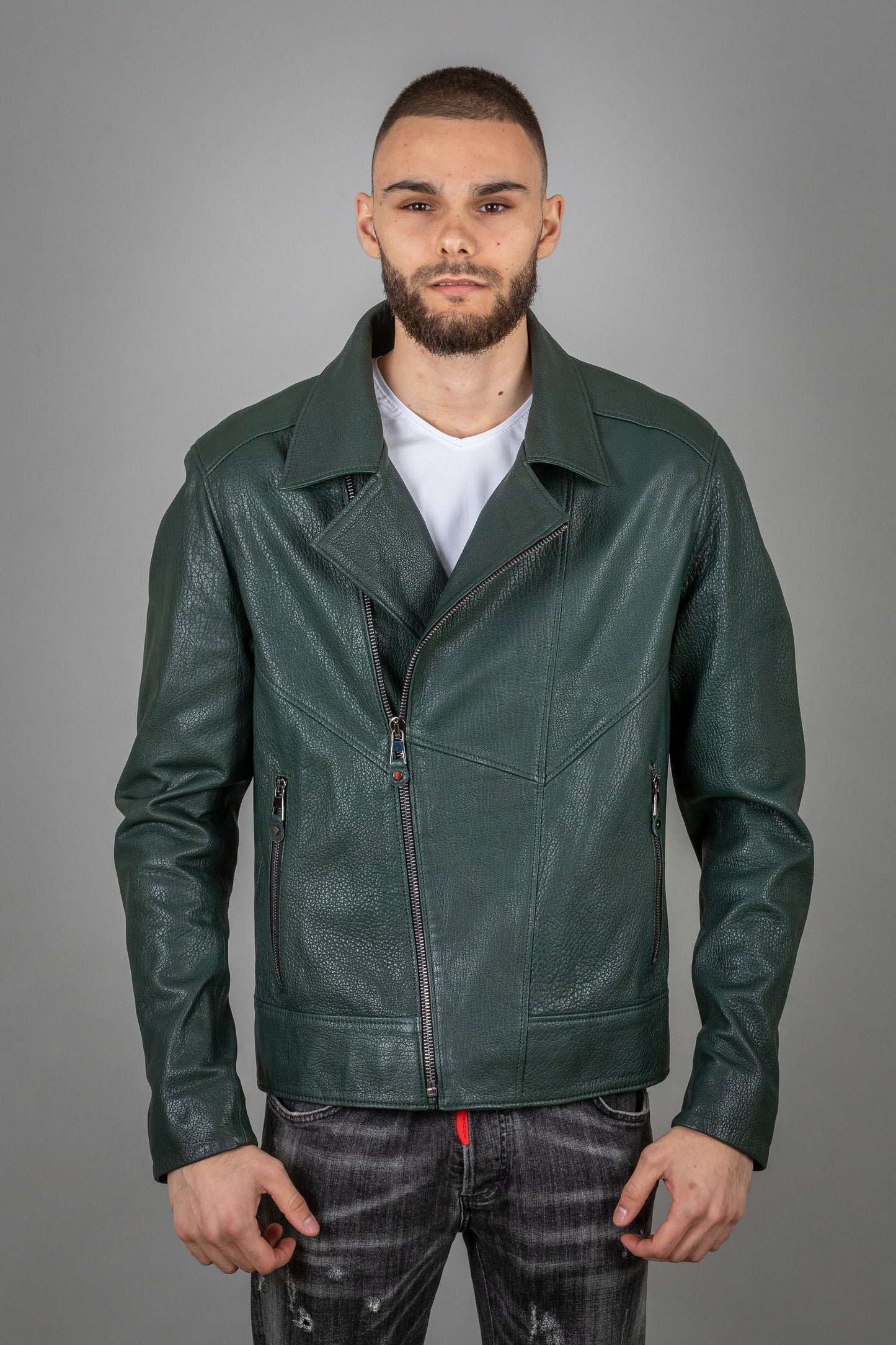 Green Calf Leather Jacket