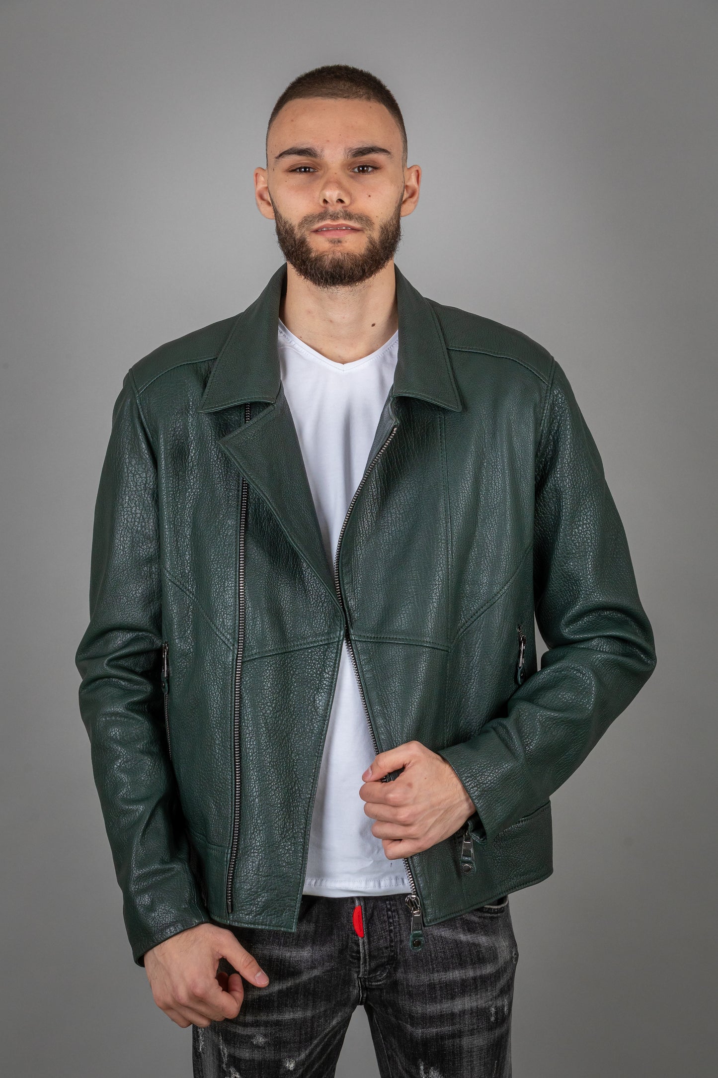 Green Calf Leather Jacket