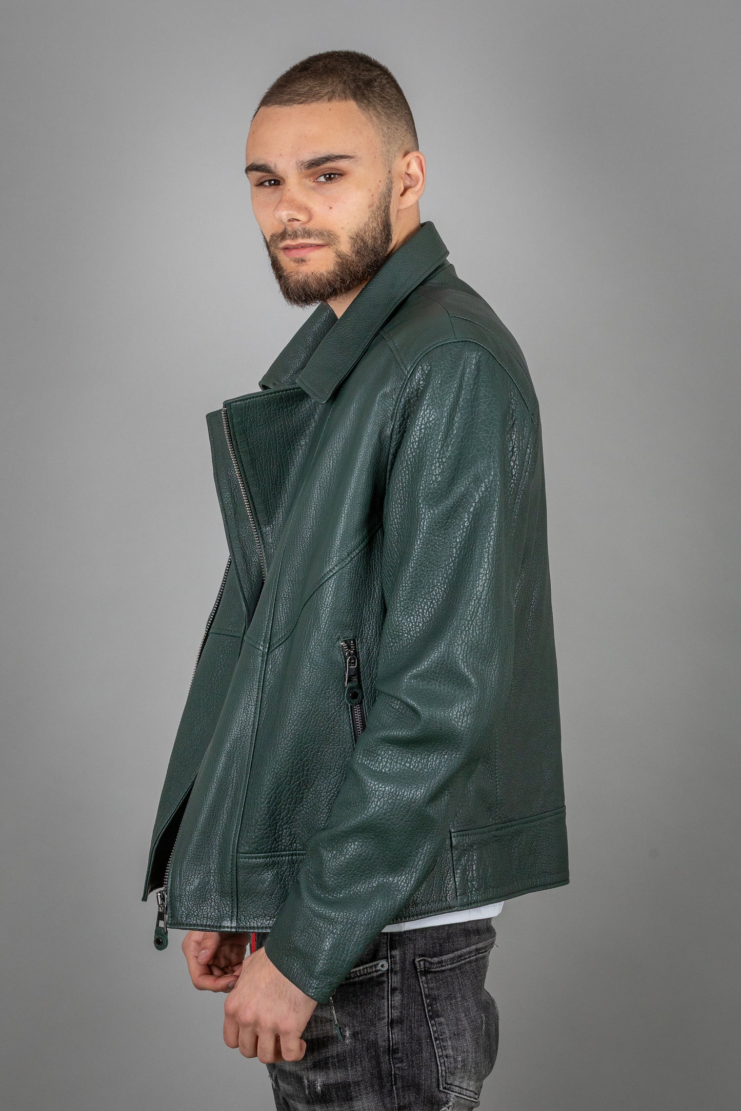 Green Calf Leather Jacket