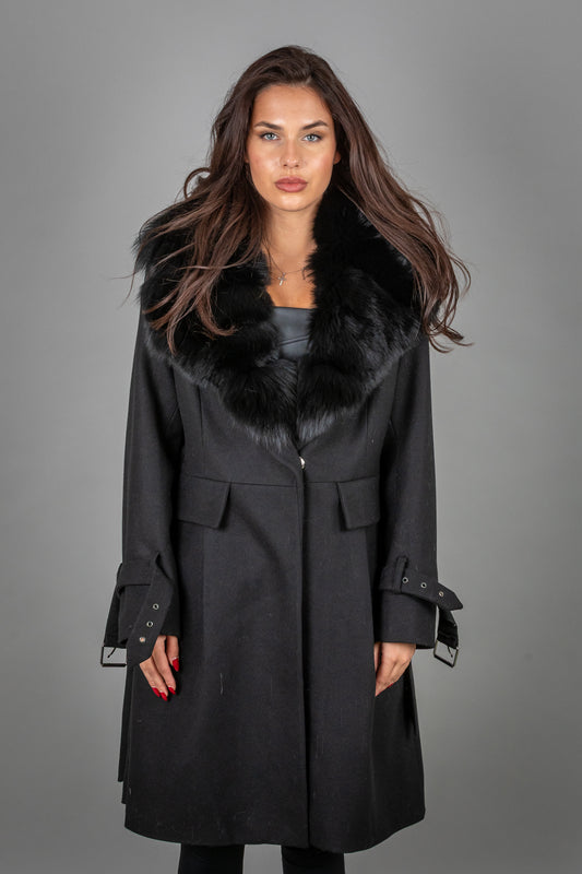 Cashmere Coat With Fox Fur Collar