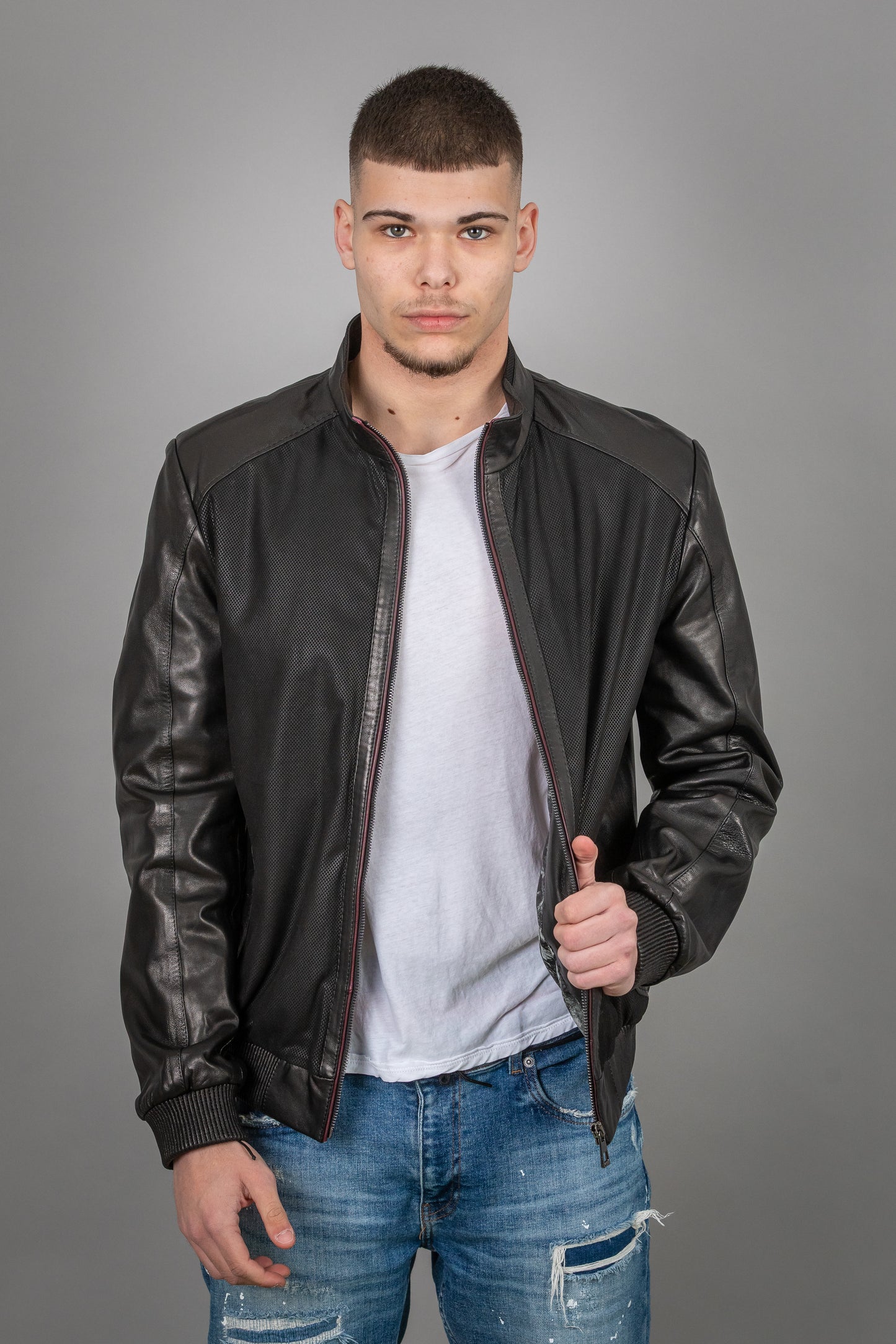 Lamb Pressed Leather & Lamb Smooth Leather Jacket