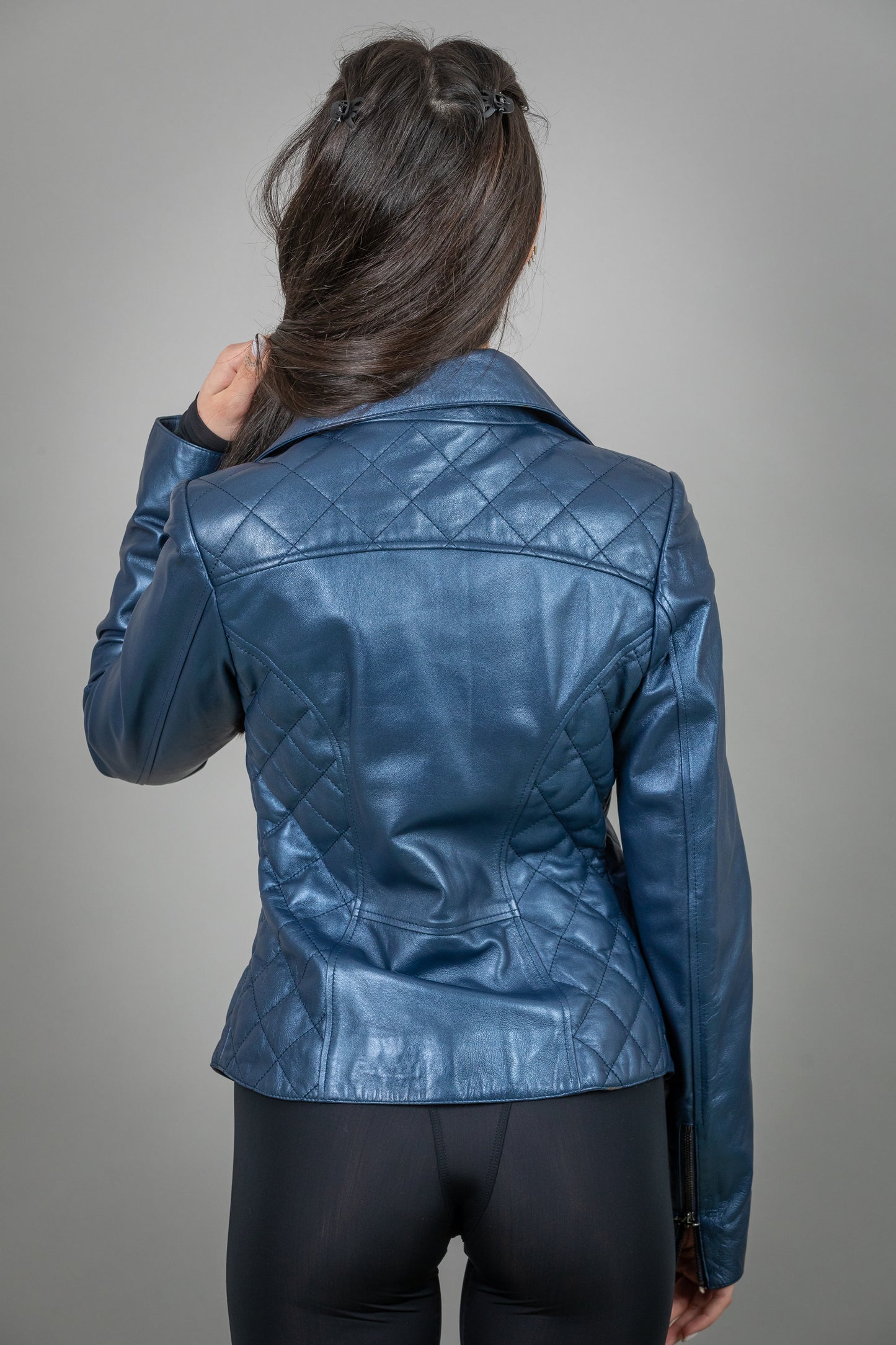 Calf Leather Jacket Pearl Blue