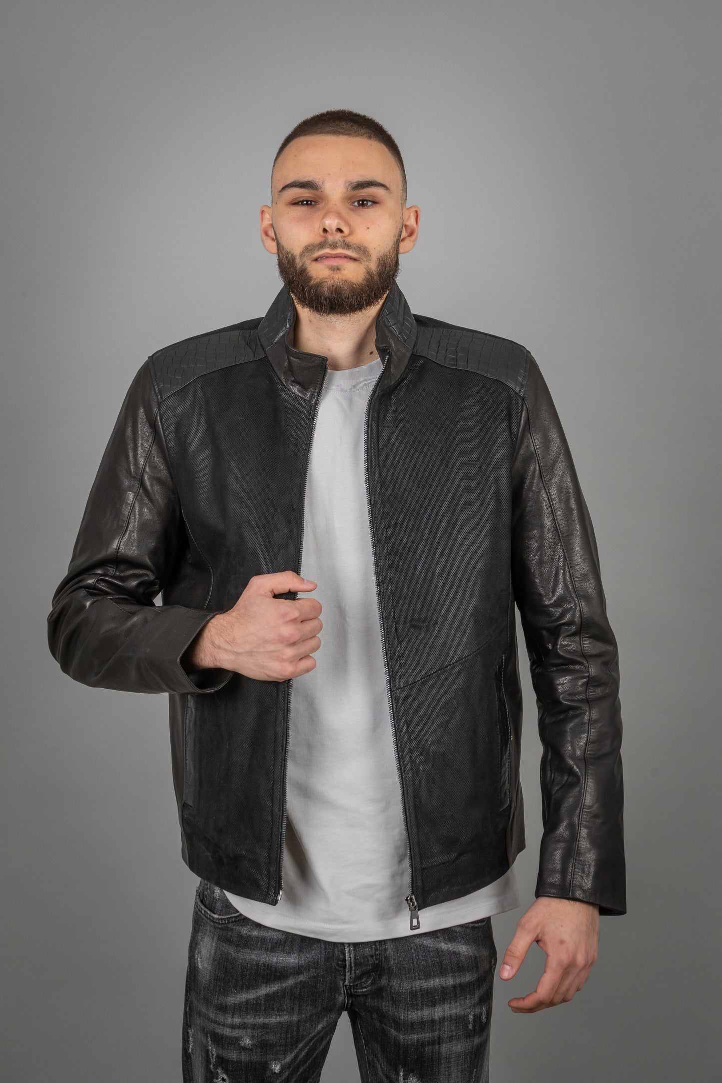 Pressed and Upper Calf Leather Jacket
