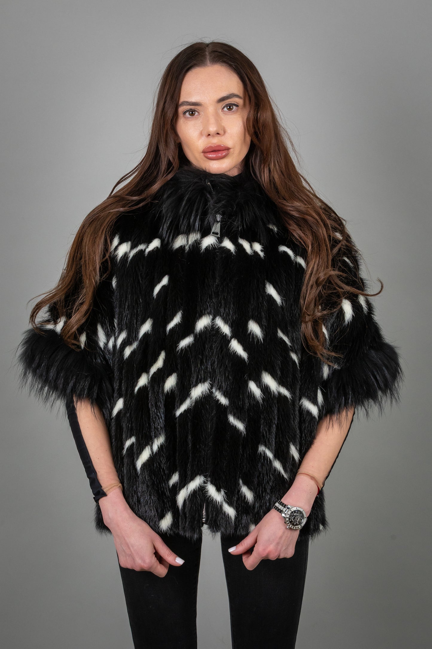 Mink Fur Coat With Fox Fur Details