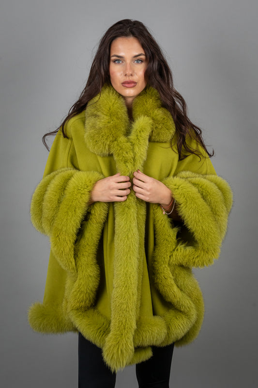 Cashmere Poncho With Fox Fur Details