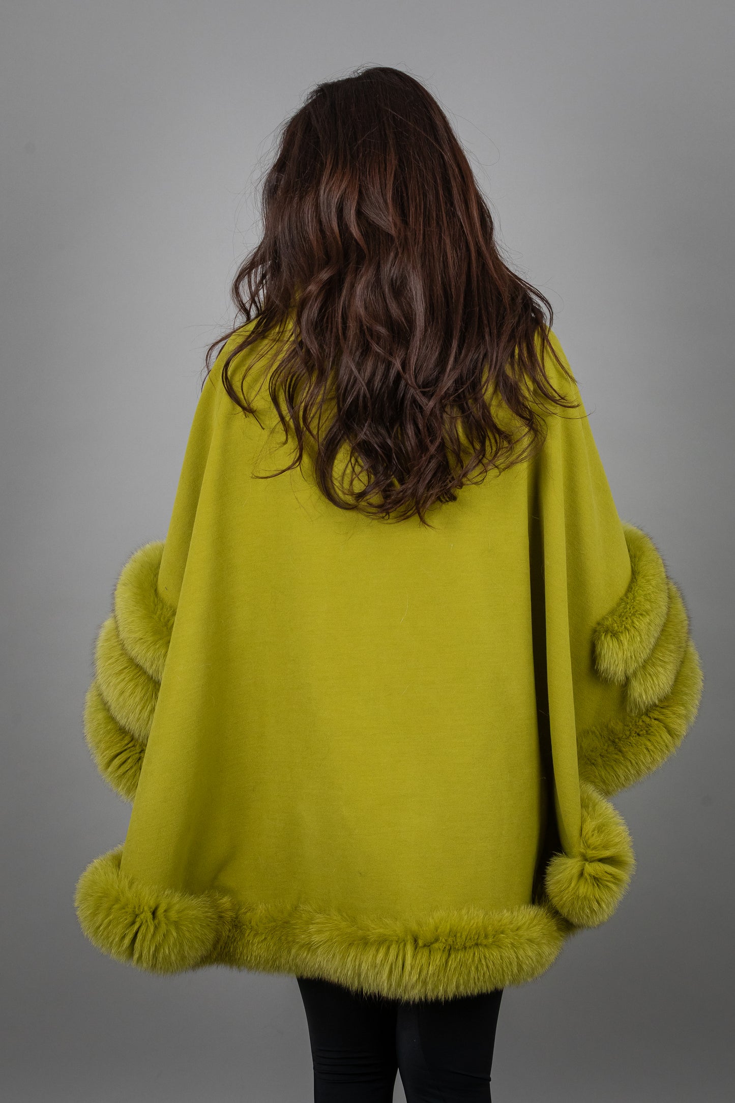 Cashmere Poncho With Fox Fur Details